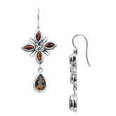 SE-2313-CO1 Sterling Silver Earring With Smokey Quartz, Garnet Jewelry Bali Designs Inc